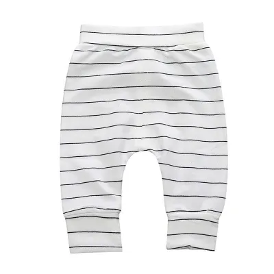 Unisex Baby Girl Boy Cotton Stripe Print Casual Harem Pants Long Mid Waist Leggings