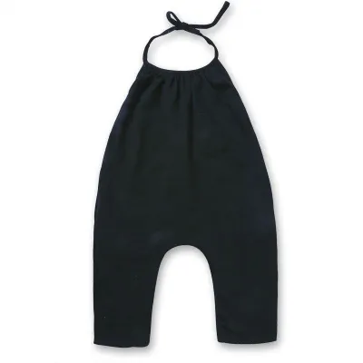 Fashion Solid Color Lace-up Sleeveless Cotton Jumpsuit for Baby Girls 0-3T