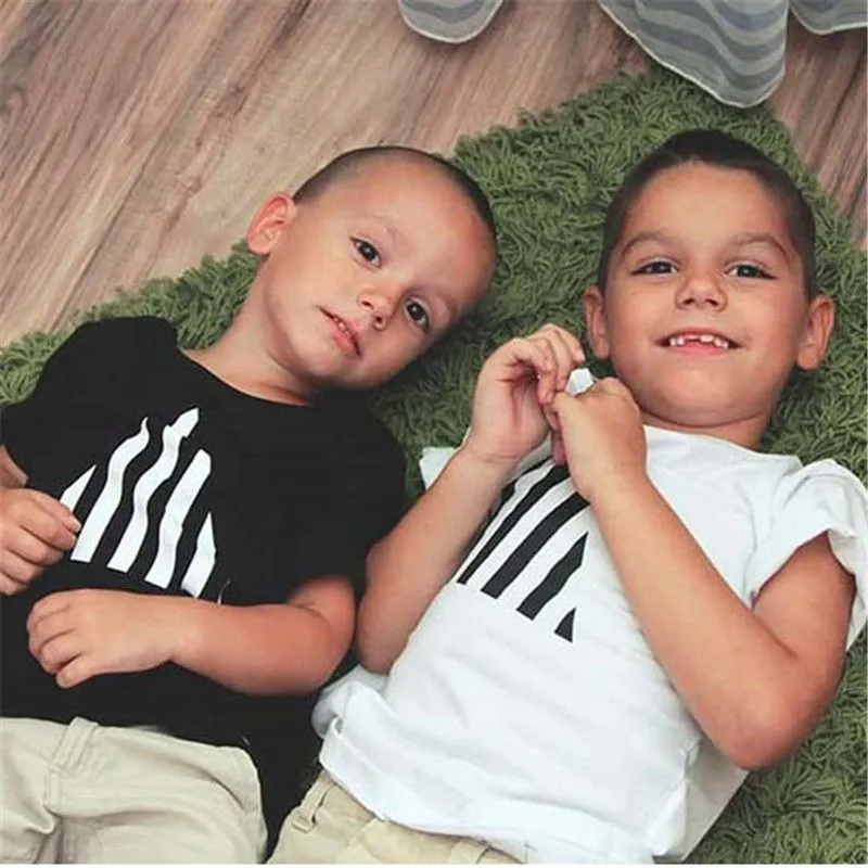Kids Simple Triangle Print Casual Cotton Tee Short Sleeve Crew Neck for Boys