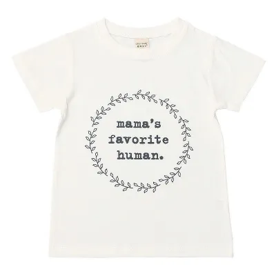 Wholesale Boy Girl Kid Daddy Letter Print White Cotton T-shirt Short Sleeve Crew Neck