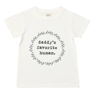 Wholesale Boy Girl Kid Daddy Letter Print White Cotton T-shirt Short Sleeve Crew Neck