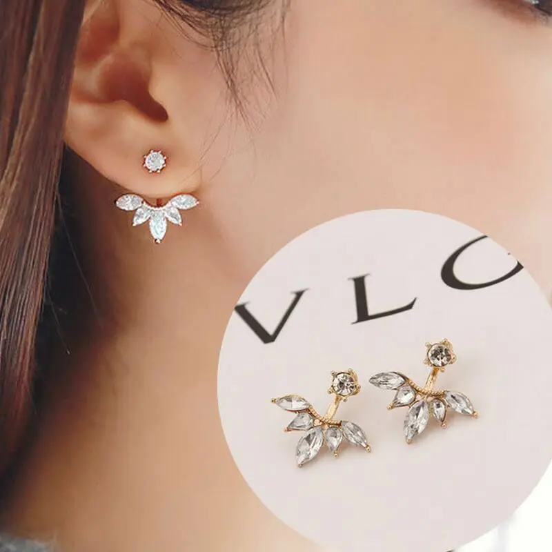 Fashion Spring Cute Girl Leaves Stud Earrings