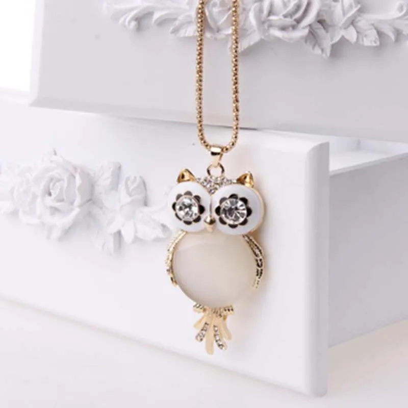 Fashion Women Simple Long Chain Owl Pendant Necklace