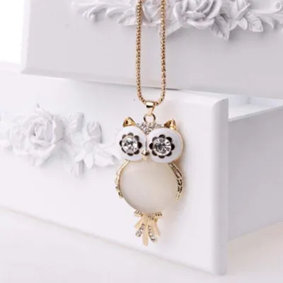 Fashion Women Simple Long Chain Owl Pendant Necklace