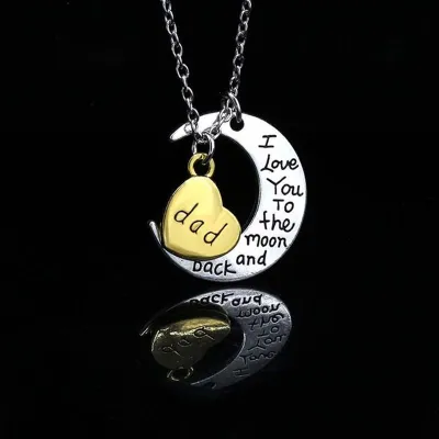 Fashion Alloy Heart Moon Family Pendant Necklace