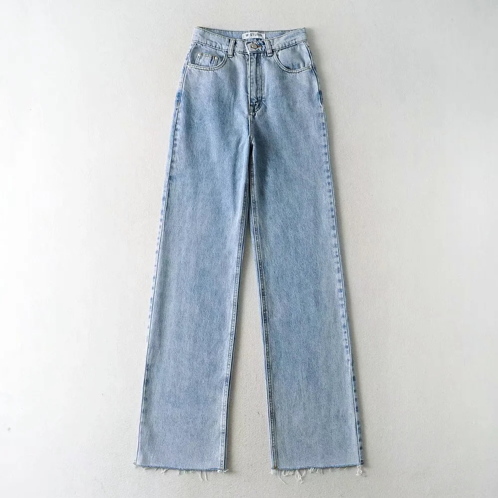 Wholesale Women'S Casual Long High Waist Straight Jeans