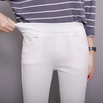 S-5XL Plus Size Women Elastic High Waist Skinny Jeans