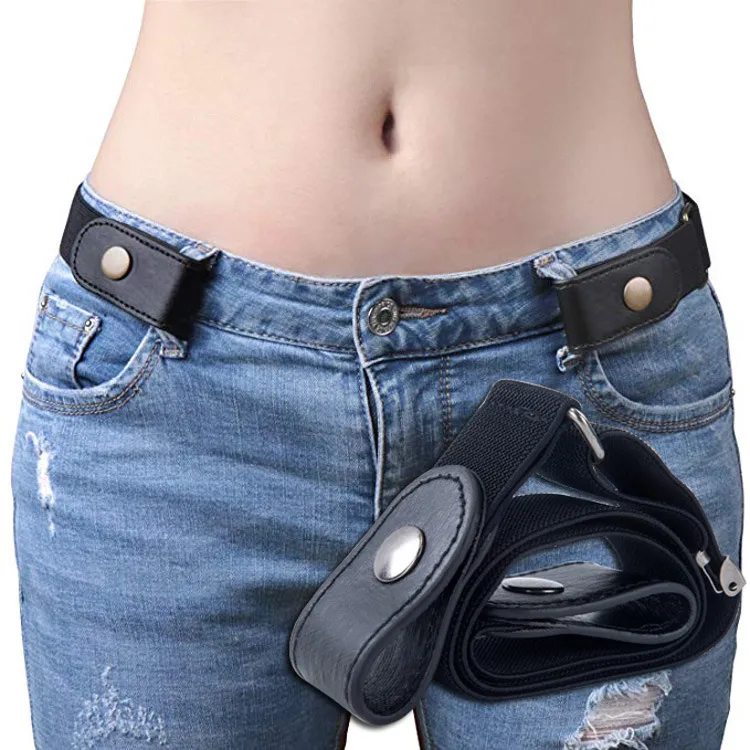 Women'S Invisible Belt Without Buckle Elastic Stretch Denim Style
