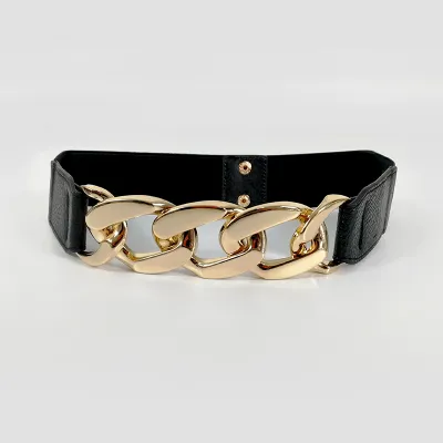 Women Stretch Gold Silver Metal Chain Waist Belts