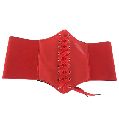 Women Elastic High Waist Wide PU Leather Slimming Body Belt