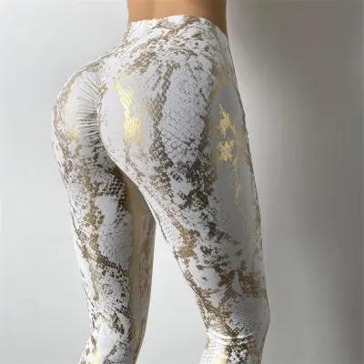 S-L Women High Waist Push Up Bubble Butt Sexy Serpentine Leggings