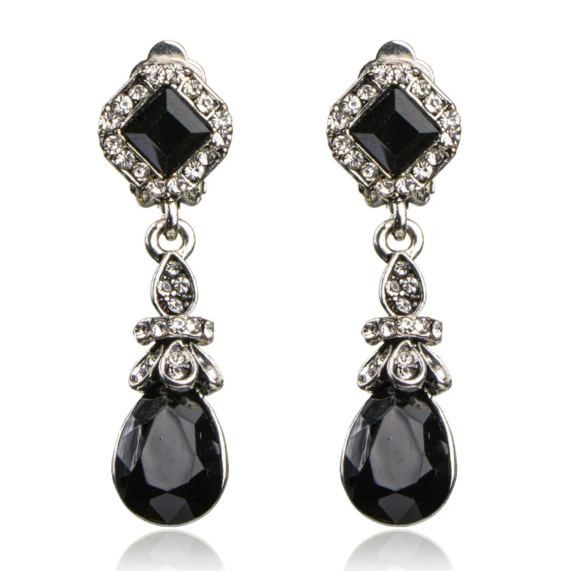 Vintage Ethnic Style Drop Shape Acrylic Gemstone Earrings for Women