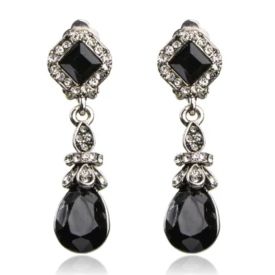 Vintage Ethnic Style Drop Shape Acrylic Gemstone Earrings for Women