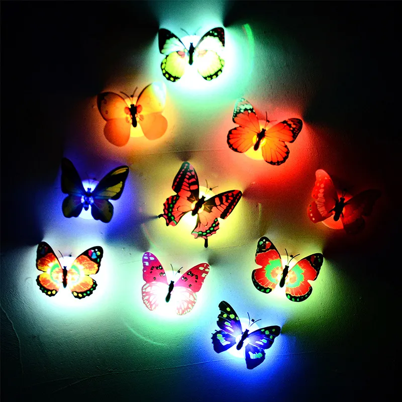Fashion Colorful Butterfly 3D Simulation Paste LED Decorative Wall Night Light