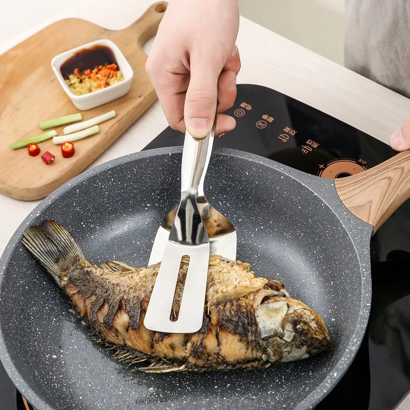 Kitchen Stainless Steel Food Tongs Spatula Frying Shovel Clip 201 Stainless Steel