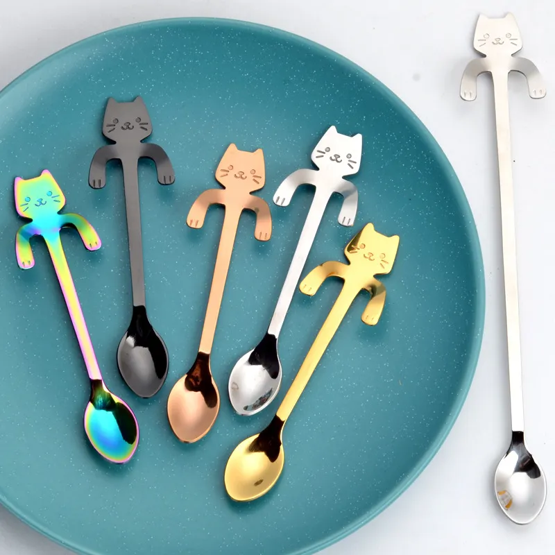 Cat Shape Design 304 Stainless Steel Coffee Spoon for Home Kitchen