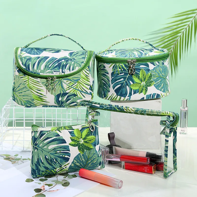 Monstera Printed Large-capacity Cosmetic Bag for Travel