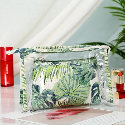 Monstera Printed Large-capacity Cosmetic Bag for Travel
