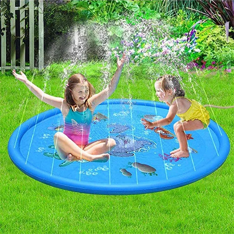 100cm Outdoor Children Playing Water Spray Mat Splash Pad PVC Summer Fun
