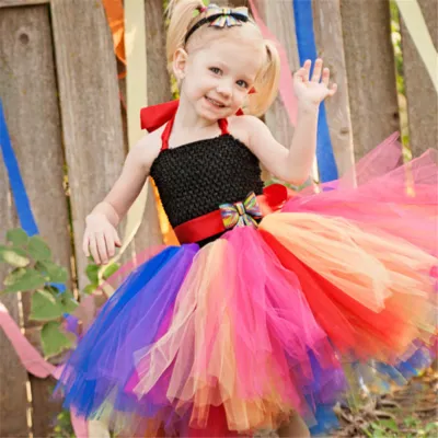 Girls Color Bowknot Mesh Lace Princess Party Dress