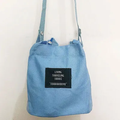 Bright Color Canvas College Style Mini Shoulder Bag Solid Color Magnetic Buckle
