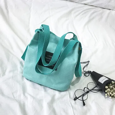 Bright Color Canvas College Style Mini Shoulder Bag Solid Color Magnetic Buckle