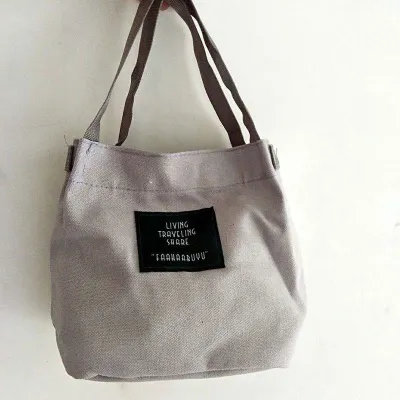 Bright Color Canvas College Style Mini Shoulder Bag Solid Color Magnetic Buckle