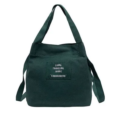 Bright Color Canvas College Style Mini Shoulder Bag Solid Color Magnetic Buckle
