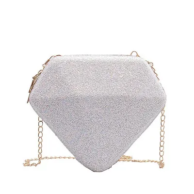 Diamond Shaped Sequins Chain Unique Crossbody Bag PU Women's Shoulder Bag