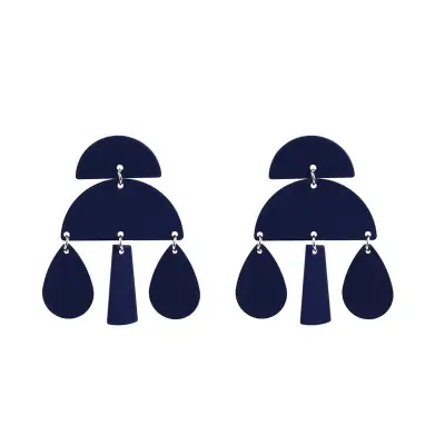 Lady Unique Geometric Water Drop Pendant Alloy Stud Earrings