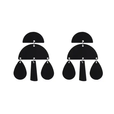 Lady Unique Geometric Water Drop Pendant Alloy Stud Earrings