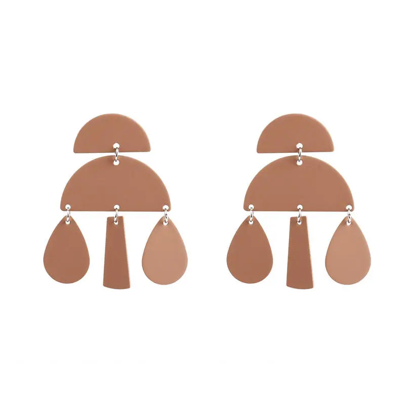 Lady Unique Geometric Water Drop Pendant Alloy Stud Earrings