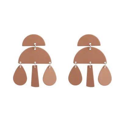 Lady Unique Geometric Water Drop Pendant Alloy Stud Earrings