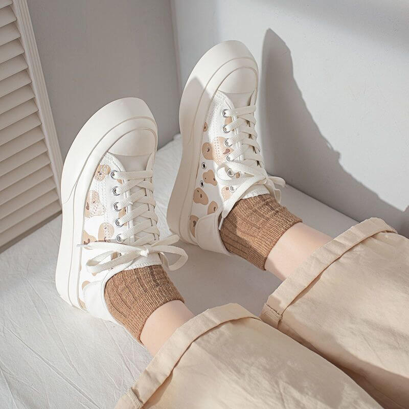 Wholesale Size:4.5-8.5 Women Student Casual Cow Bear Pattern Wholesale Size:4.5-8.5 Women Student Casual Cow Bear Pattern