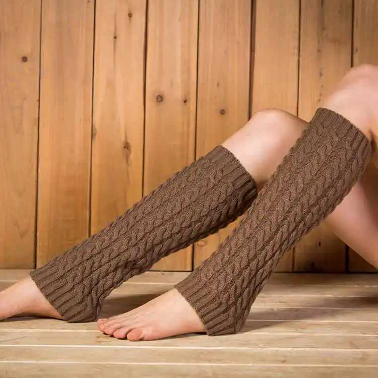 Women's Warm Long Pure Color 8 Pattern Acrylic Fiber Leg Warmers