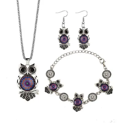 Classic Vintage Owl Pendant Trendy Style Alloy Jewelry Sets