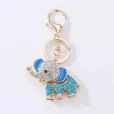 Women Cute Diamond Elephant Pendant Car Handbag Alloy Key Chain