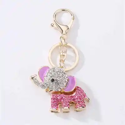 Women Cute Diamond Elephant Pendant Car Handbag Alloy Key Chain