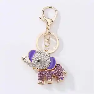 Women Cute Diamond Elephant Pendant Car Handbag Alloy Key Chain