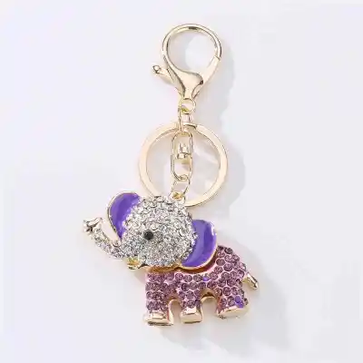 Women Cute Diamond Elephant Pendant Car Handbag Alloy Key Chain