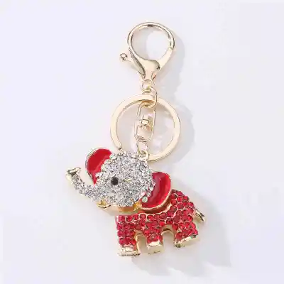 Women Cute Diamond Elephant Pendant Car Handbag Alloy Key Chain