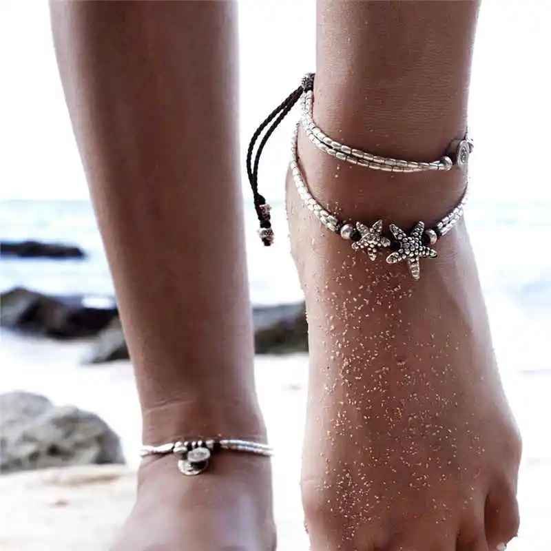 Women's Romantic Ethnic Starfish Rune Anklet for Yoga Beach