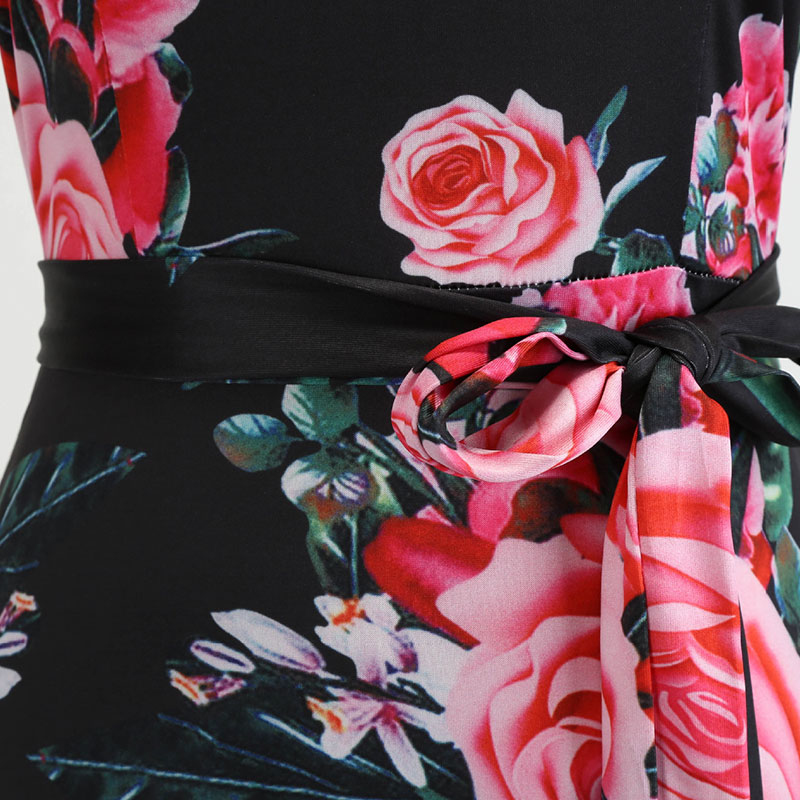 Wholesale S-5XL Fashion Women Floral Print Lace-up Long Maxi Wholesale S-5XL Fashion Women Floral Print Lace-up Long Maxi
