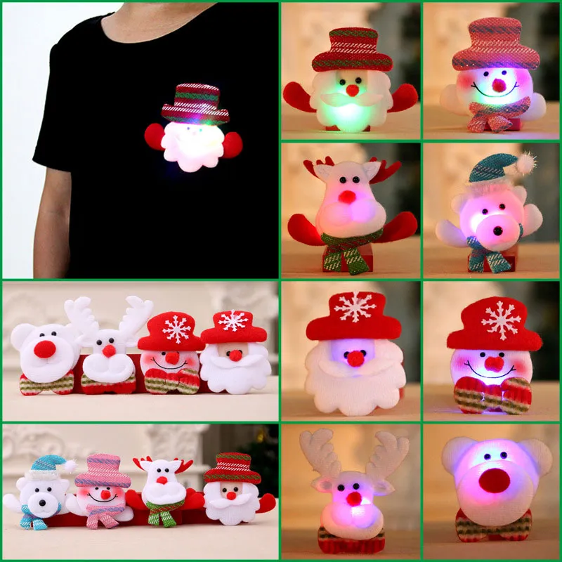 Luminescent Christmas Pattern Brooch Christmas Decoration Party Pin