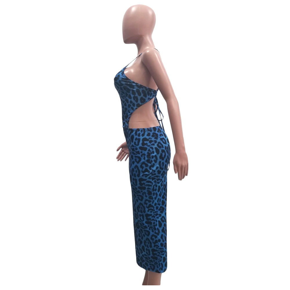 Wholesale S-3XL Sexy Backless Sleeveless Hollow Leopard