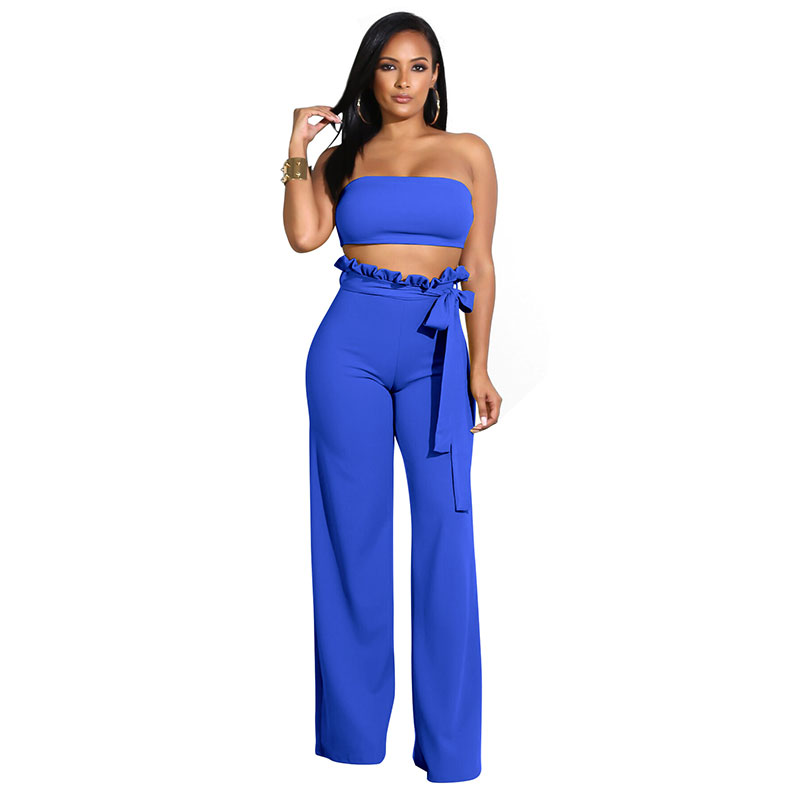 Wholesale S-XL Women Tube Top And Pants Fashion Solid Color
