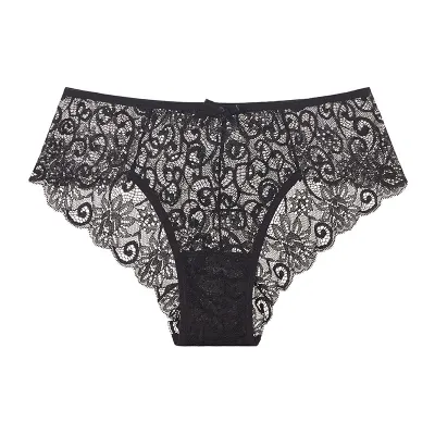 S-XL Women Sexy Solid Color See-through Lace Briefs