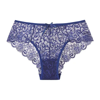S-XL Women Sexy Solid Color See-through Lace Briefs