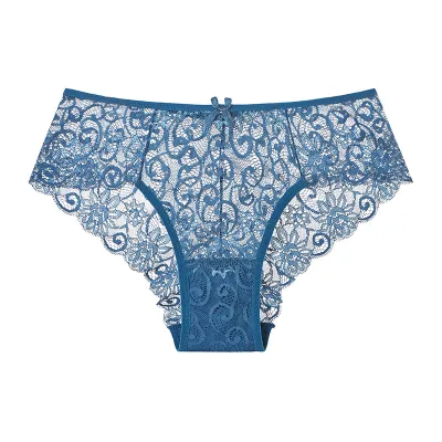 S-XL Women Sexy Solid Color See-through Lace Briefs