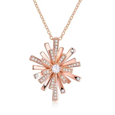 Christmas Snowflake Pendant Zircon Silver Plated Gold Ball Chain Necklace for Women
